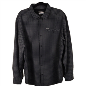 Columbia Sportswear Omni-Shade Black Grey Plaid Long Sleeve Button Front Shirt